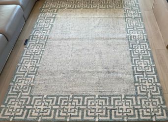 New Zealand pure wool hand tufted aqua area rug 8x10