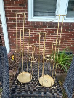 Gold Metal Tall Plant Stand Set of 2