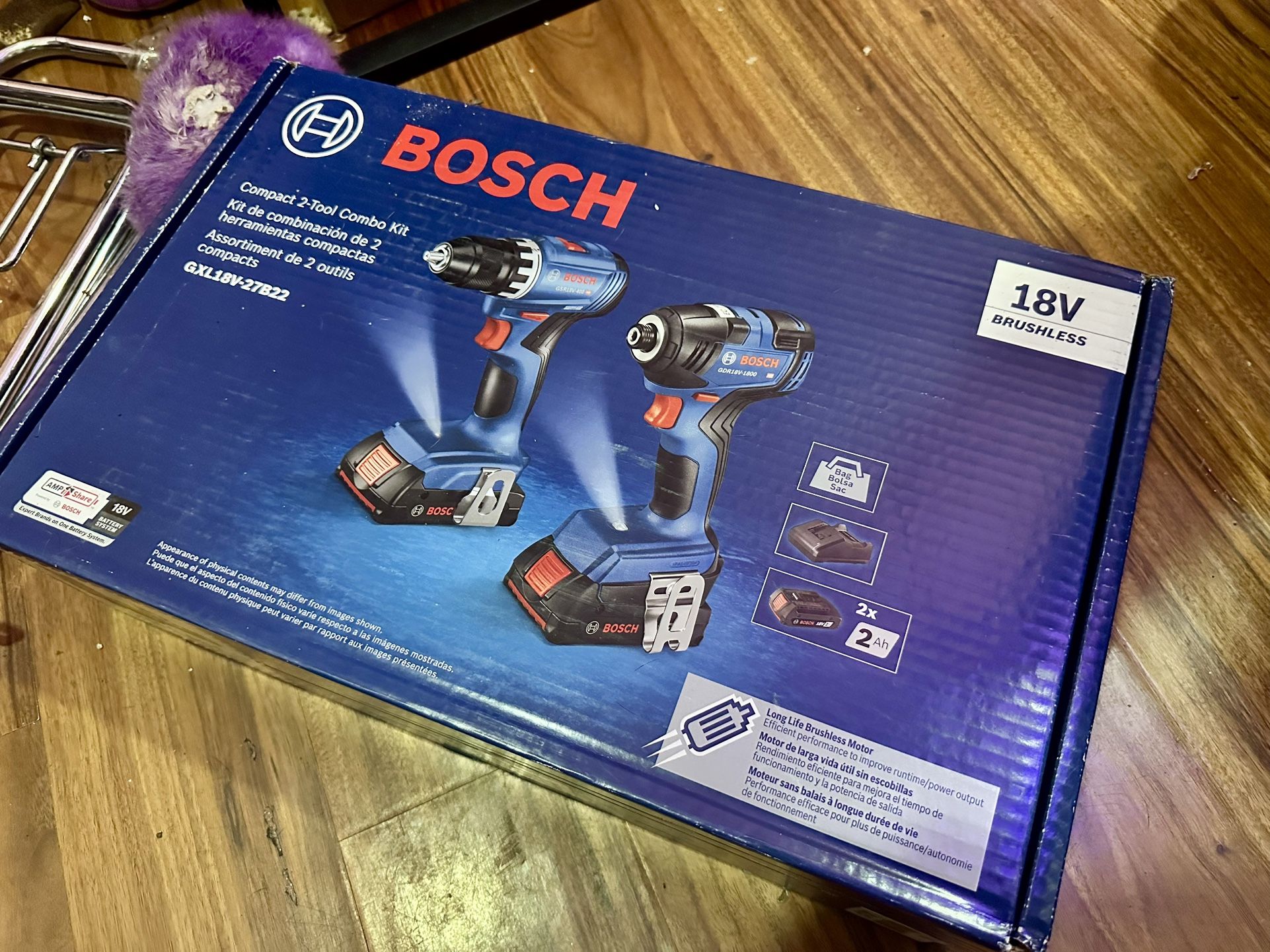 Bosch Cordless 18V Drill/Impact Driver Combo Set, 2x Batteries And Charger