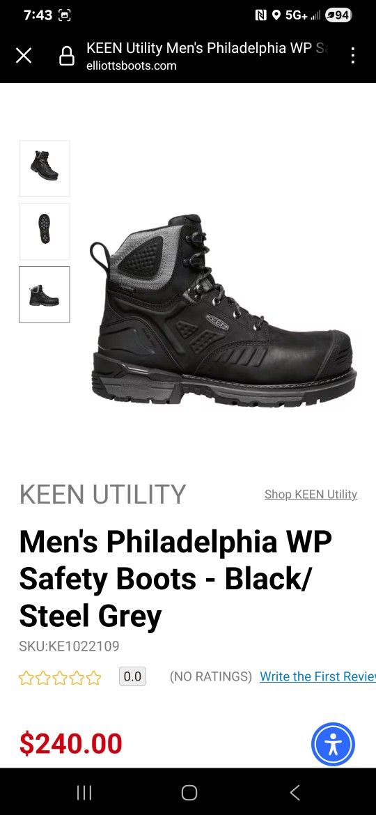 Mens KEEN PHILADELPHIA BOOTS