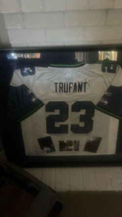 Framed Signed Marcus Trufant Jersey