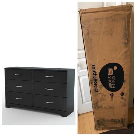 New Black South Shore Soho 6 Drawer Double Dresser New And