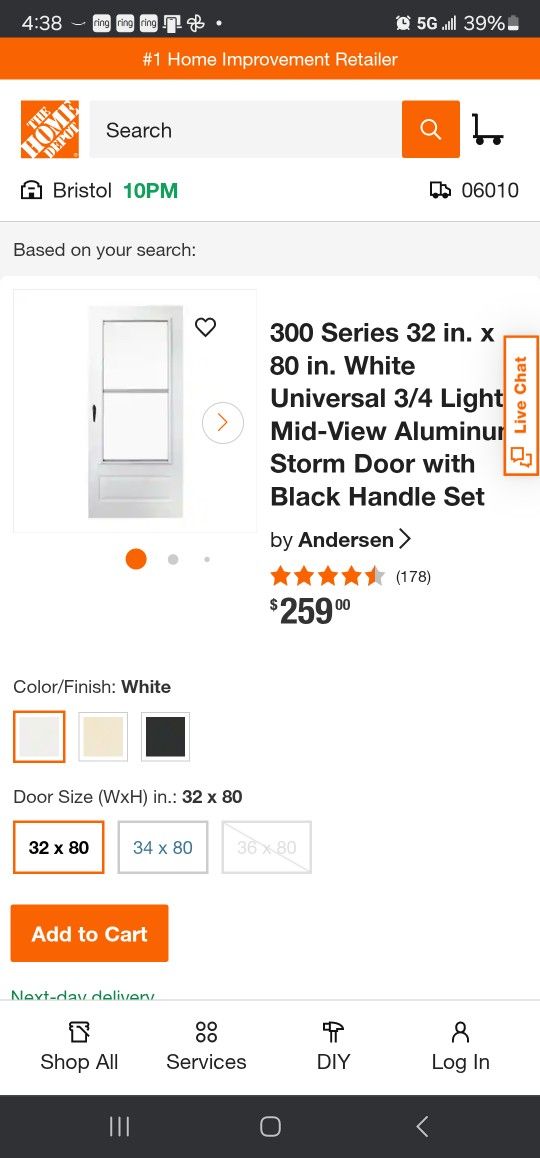 Anderson 300 Series Screen And Storm Door (White)
