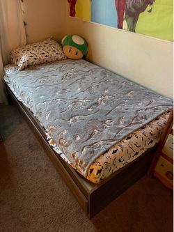 Twin bed frame with drawers