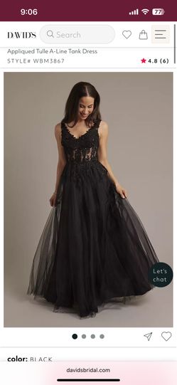 Galina Signature Appliqued Tulle A-Line Tank Dress