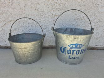2 Vintage Corona Metal Buckets