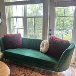 Emerald Green Velvet Sofa