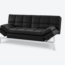 Black Leather Futon Couch Bed