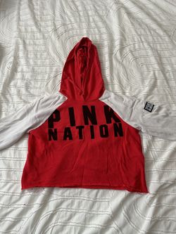Red PINK cropped hoodie