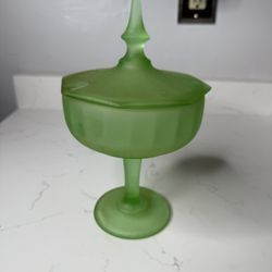 Small Vintage Uranium Glass Candy Dish