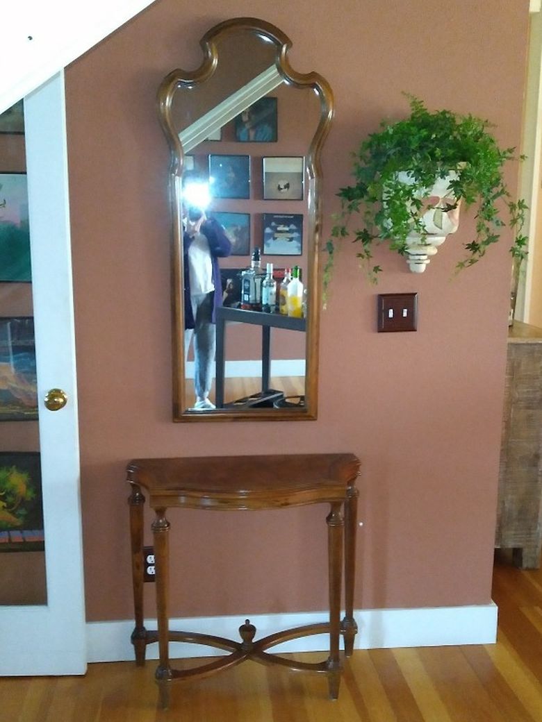 Vintage Ethan Allen Mirror With Side Table