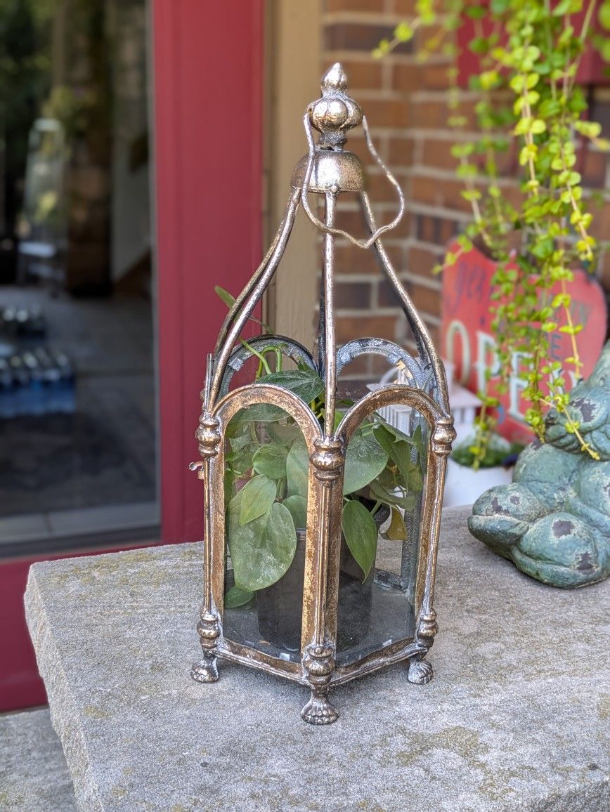 Decorative Metal Glass Secret Garden Lantern Decor Indoor Or Outdoor