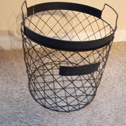 Black Metal Basket, 12"HX12"D, Magnolia Home by Joana Gaines Black Metal Basket