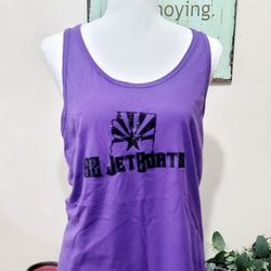 NEW Custom Made AZ Jetboats Purple Racerback Graphic Tank Top With Glitter Logo