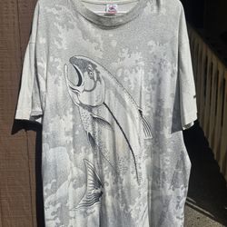 Vintage 1992 all over print salmon shirt sz xl