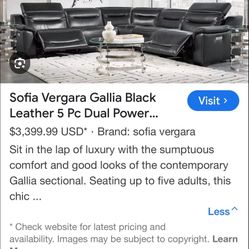 5 Piece Black Leather With Dual Power Recliners