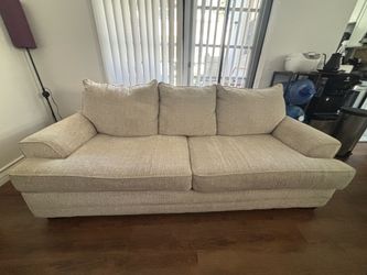 Beige 3-Seat Fabric Sofa