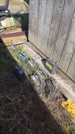 Eight old car batteries