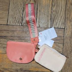 0Lululemon Dual Pouch Wristlet Peach and Cream