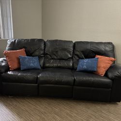 Leather Couch With Manual Recliners