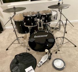 In Upland 91784. Ludwig Backbeat complete 5 Piece Drum Set 22 10 12 16 14” new quiet cymbals stands pdp throne Tama hihat $450 FIRM In Upland 91784 st