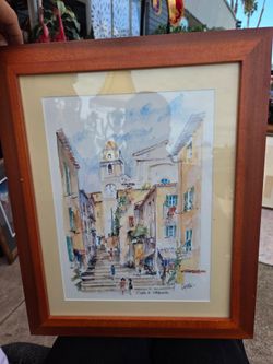 framed watercolor painting