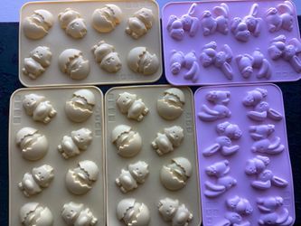 Set Of 5 Easter Bunny And Easter Chick Silicon Chocolate Molds