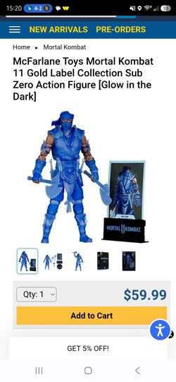 MacFarlane Toys Mortal Kombat 11 Sub-Zero 7-Inch Collectible - Gold Label "Glow In The Dark" Edition - Brand New Sealed