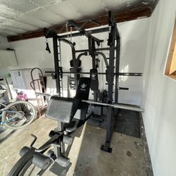 Vesta Fitness Smith Machine 2001 w/Bench Attachment | 230lb Bumpers Weights | 7ft Olympic Bar | Fitness | Gym Equipment | FREE DELIVERY 🚚 