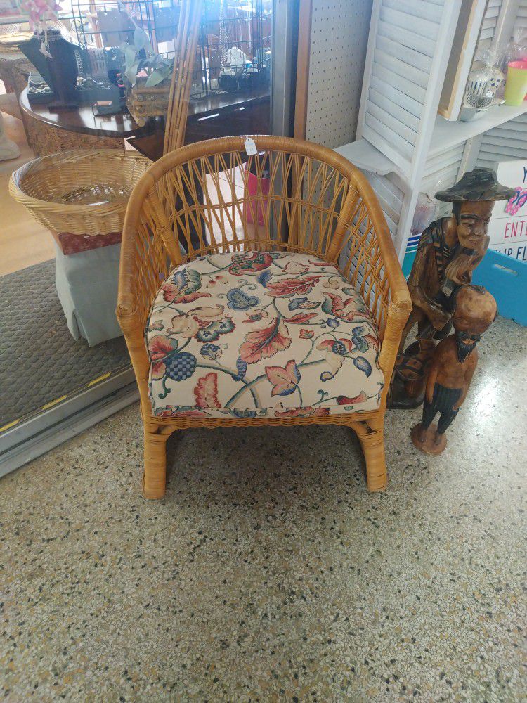 Vintage Wicker Rattan Accent Chair 