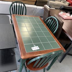 Green Tile Kitchen Table And Chairs Dining Set (in Store) 