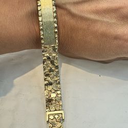 14k Gold Nugget ID Bracelet 7”