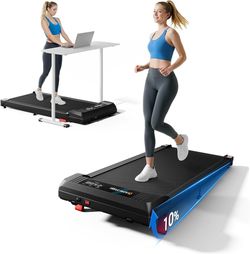 YUEJIQI Walking Pad Under Desk Treadmill with Incline for Home Office, 2.5HP Portable Walking Pad Treadmill with 280 Lbs Weight Capacity, Remote Contr