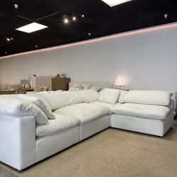 RH Style White Cloud Sofa Chaise Sectional With Performance Fabric — FREE Delivery