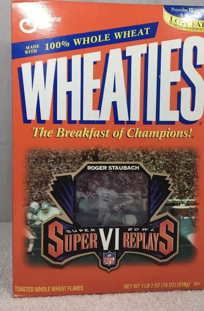 Roger Staubach Wheaties Cereal Box Super Bowl VI Replays UNOPENED