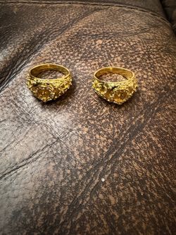 Gold Tone Statement Rings Set of 2