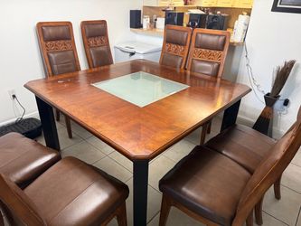 Wood Dining Table Set with 8 Chairs