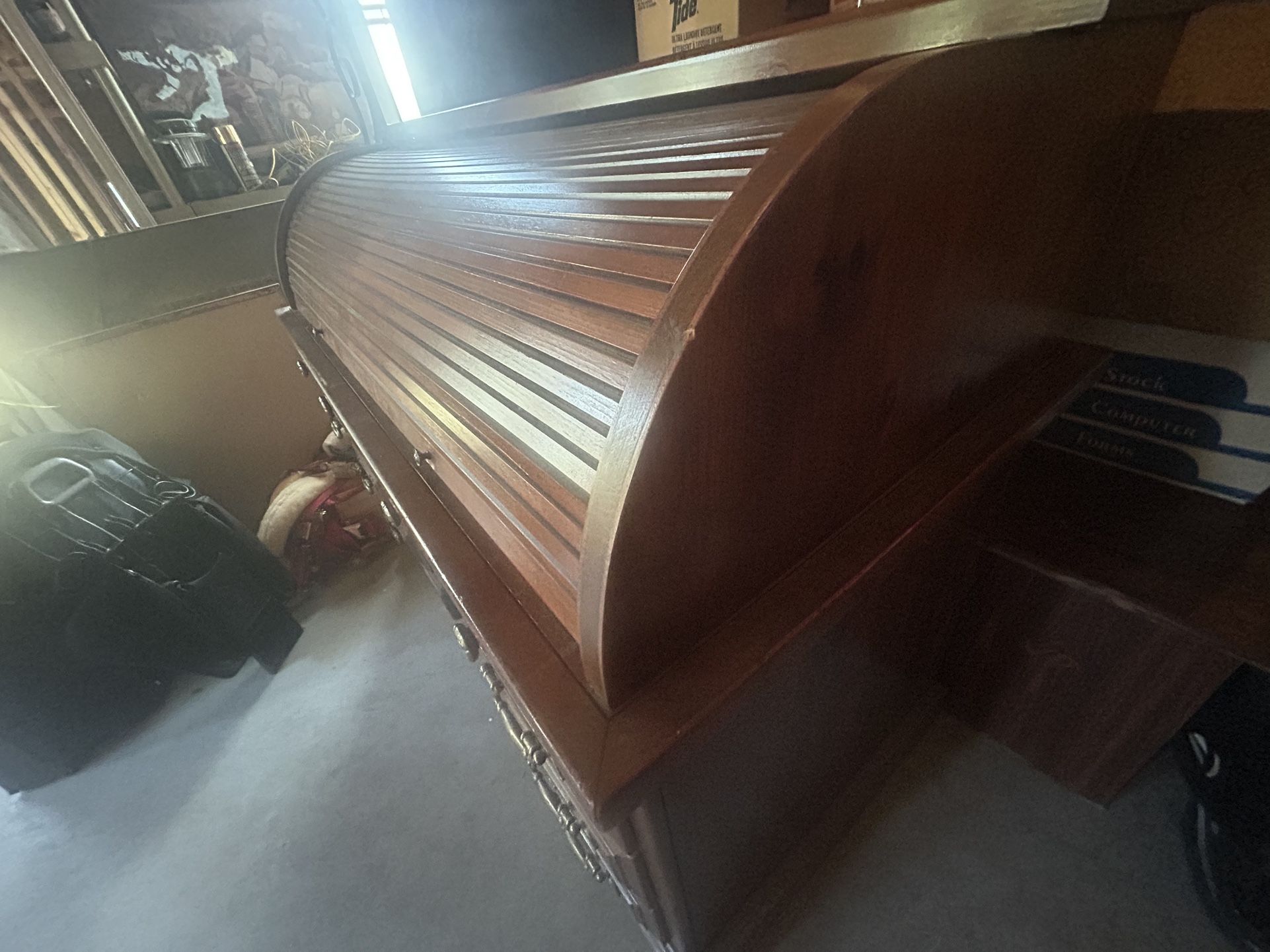 Antique Wood Roll Top Desk