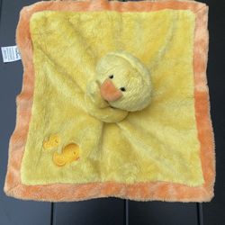 Gerber Duck Plush Baby Security Blanket Lovey Yellow Orange Fleece and Satin