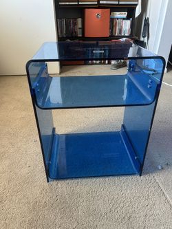 Blue Acrylic End Table / Night Stand