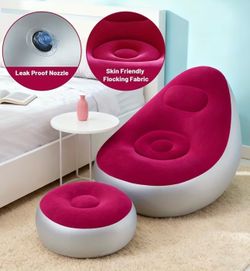 Adult Inflatable Deck Chairs Recliner with Foot Stool