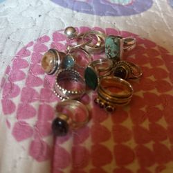 11 Sterling Silver Rings Sizes 6-7.5