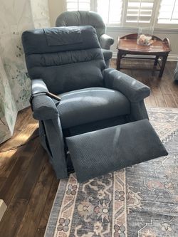 Power lift Chair Recliner Blue chenille Fabric