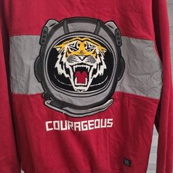 Rare Bleeker & Mercer Red Crew Neck Tiger Face Sweater -M