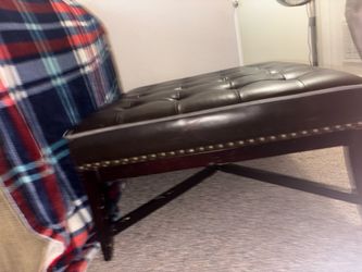 Brown Leather Tufted Ottoman / Coffee Table – $25