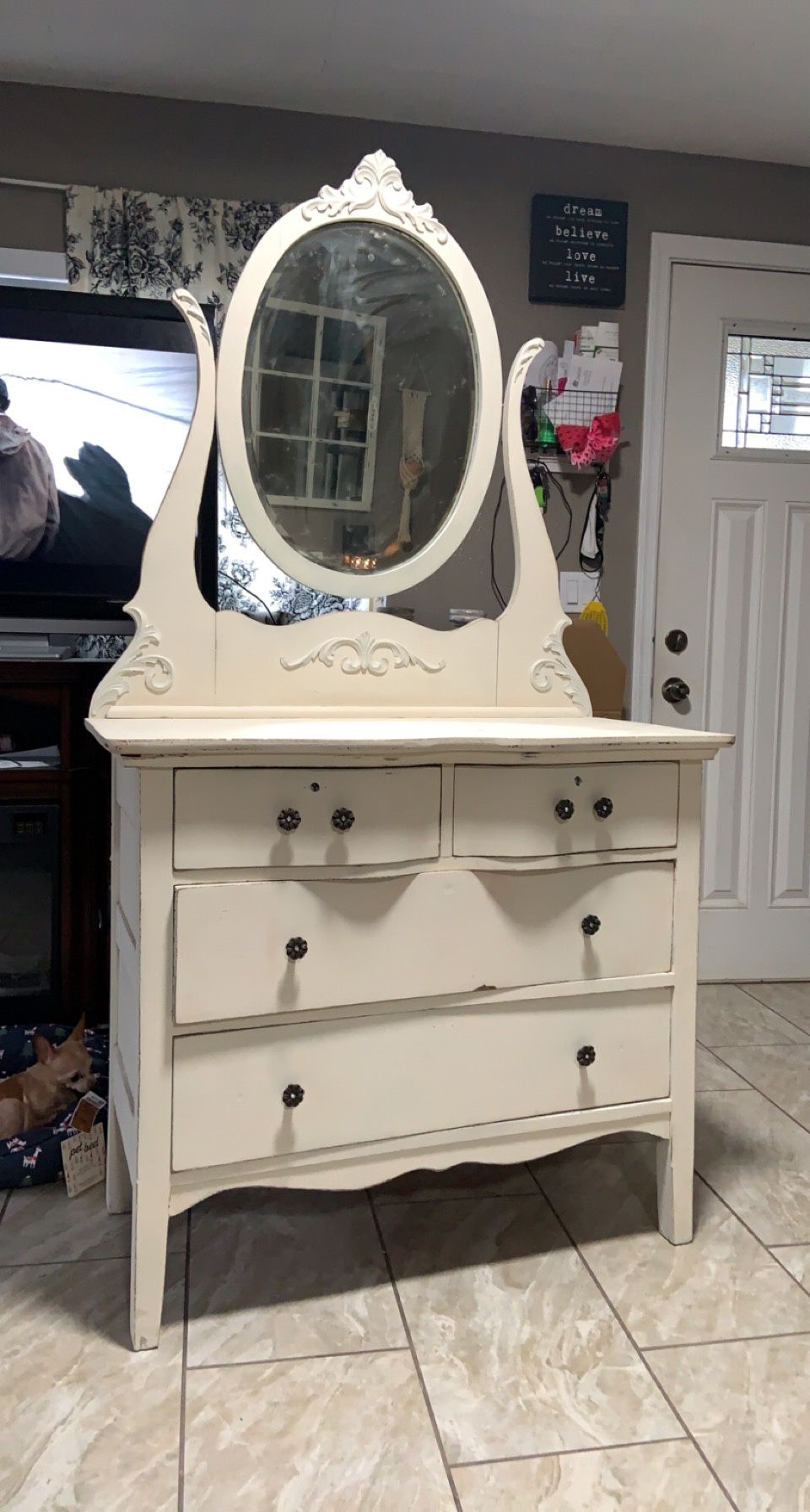Antique Dresser Chalk painted And Distressed 