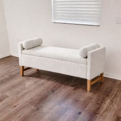 Bench Ottoman with Hidden Storage Brand New, Solid Wood Legs