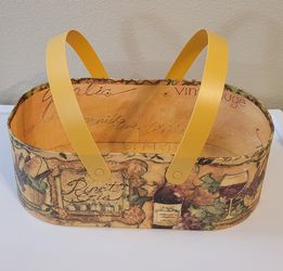 Decorative Wine-Themed Oval Gift Basket