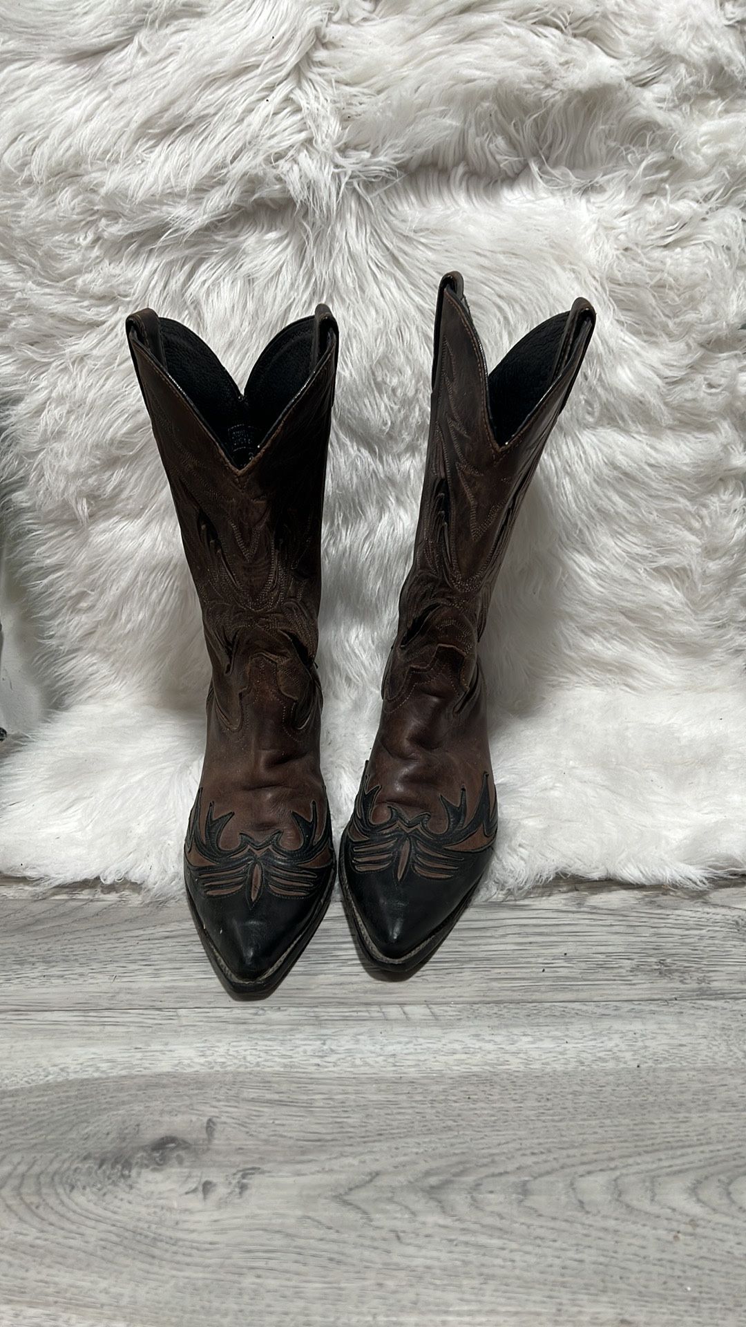 Vantage Code West Women Leather Boots Size 9.5 M Flame Stitching