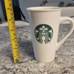 Starbucks 16 oz 2019 Tall White Coffee Mug Ceramic Green Mermaid Logo